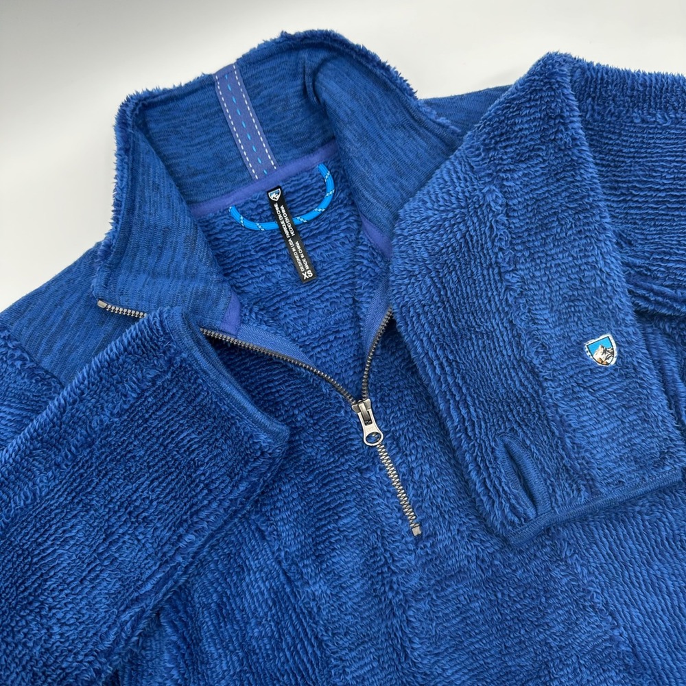 Kuhl Flight Fleece Pullover Womens XS Blue 1/4 Zip High Pile Thumbholes Jacket